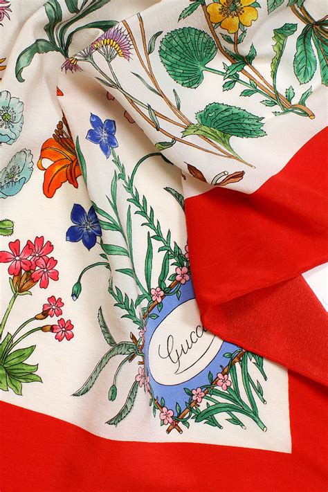 Gucci V. Accornero 1980s Flora Silk Scarf 